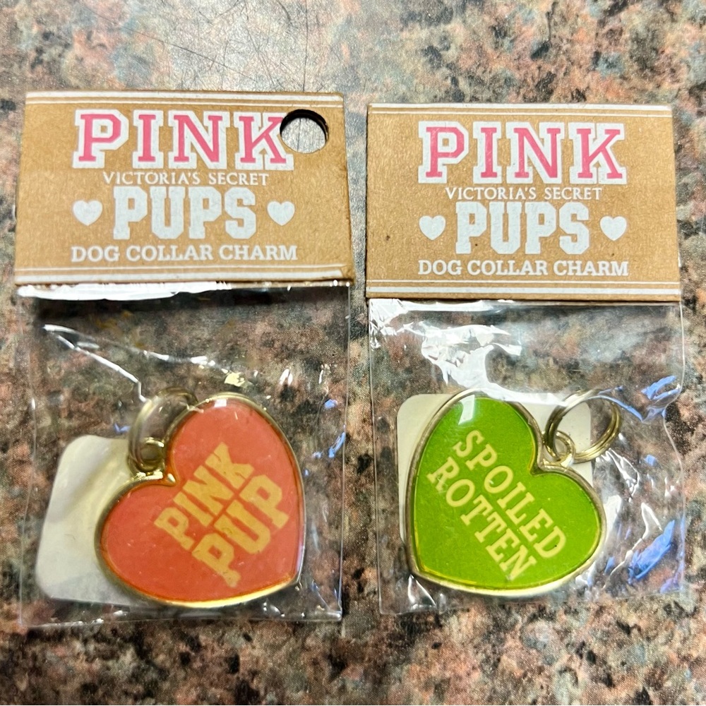 PINK - VICTORIA’S SECRET “PINK PUPS” DOG COLLAR CHARMS, 2 - NWT